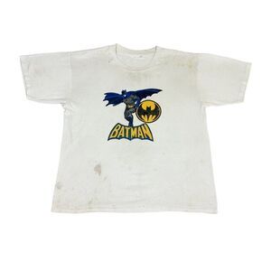 Vintage Batman T-shirt White DC Comic Movie TV Single Stitch